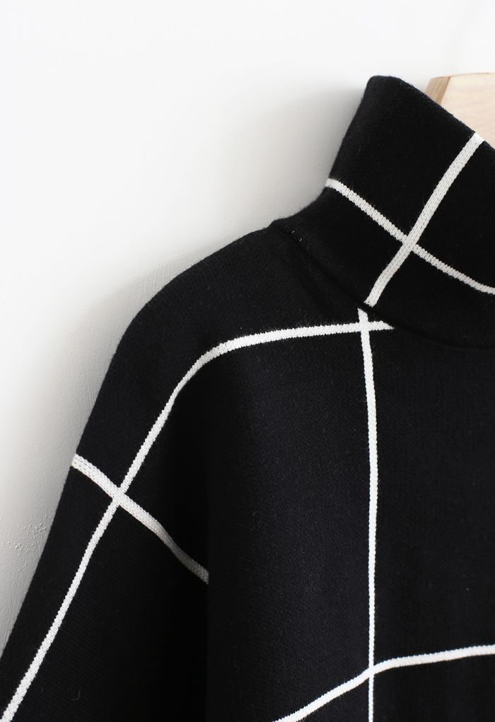 Grid Turtleneck Sweater