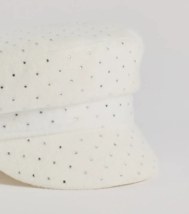 Glam Aura Rhinestone Cabbie Hat