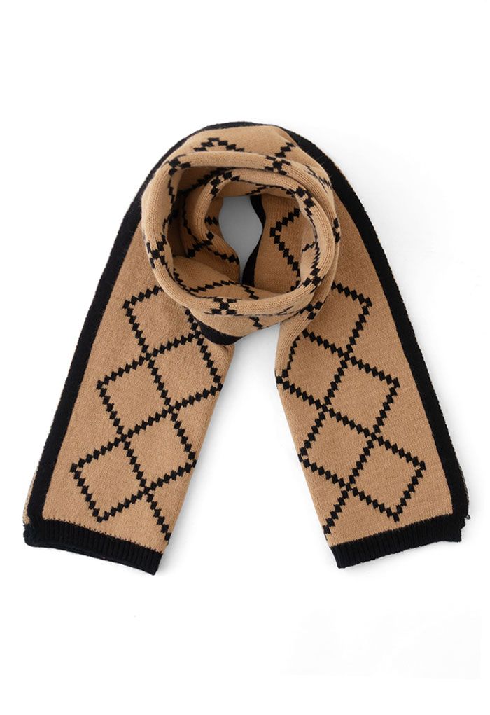 Diamond Print Scarf in Camel