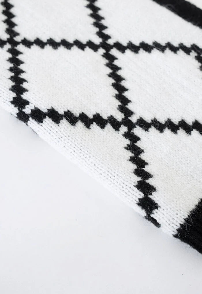 Diamond Print Scarf in Ivory