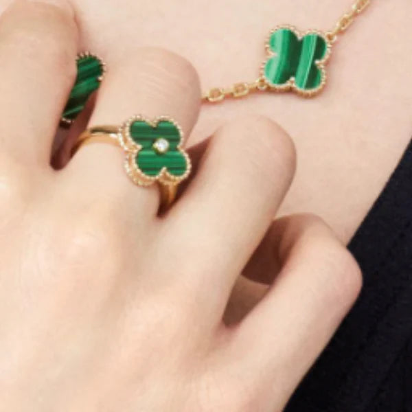 Amber Ring - Green / Gold