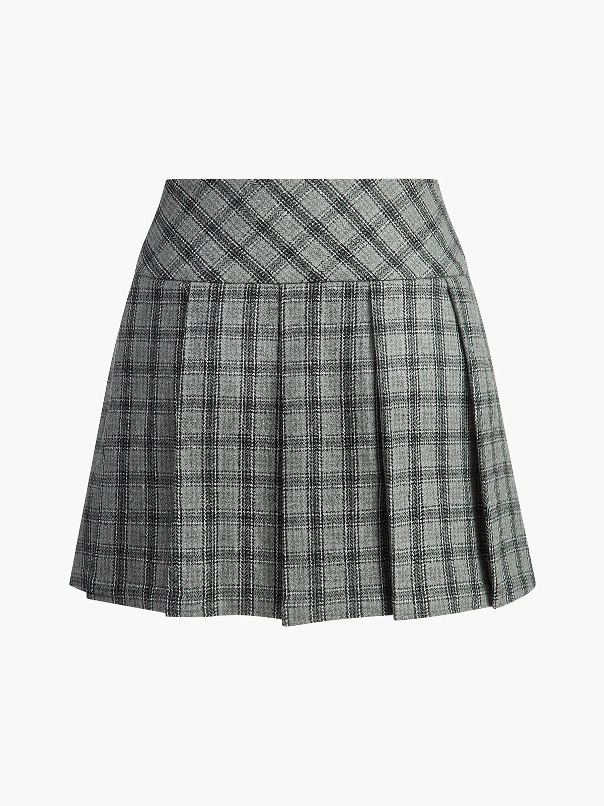 Checked Pleated Zipper Mini Skirt