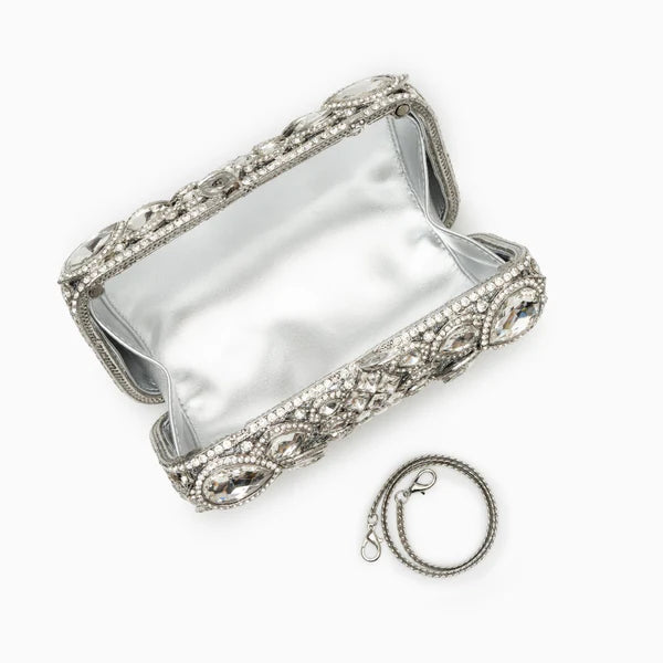Reina Rhinestones Crystals Clutch Bag - Silver
