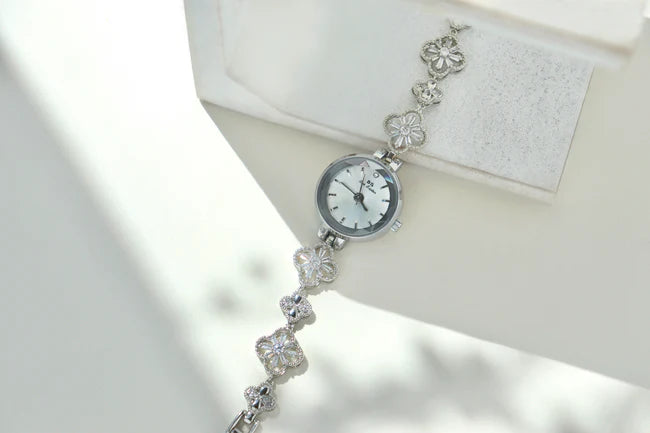 Clover Silver Dainty Watch